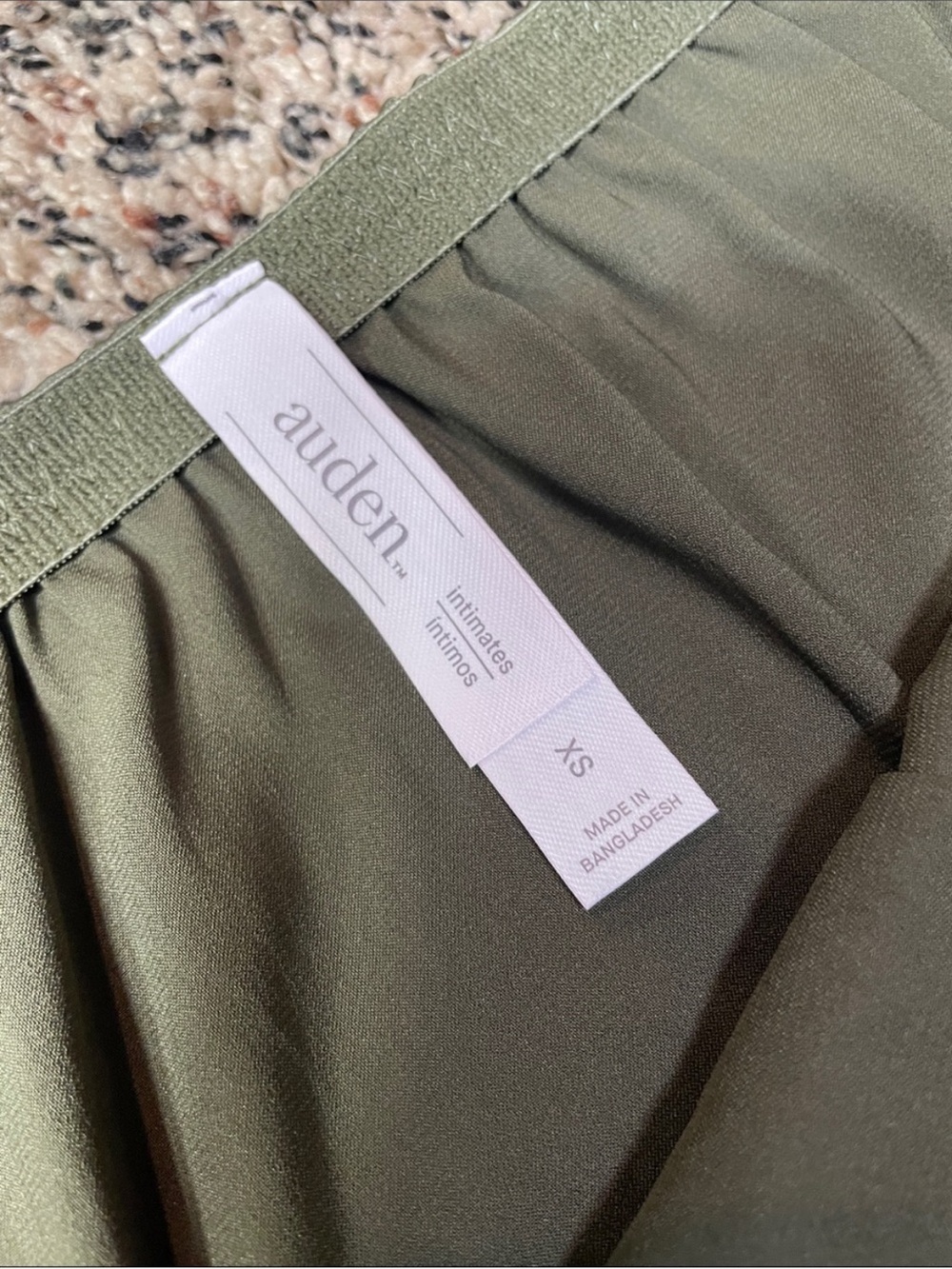 Auden Intimates Olive Green Satin Half Slip Black Lace Trim Mini Skirt XS NWT - Picture 4 of 7